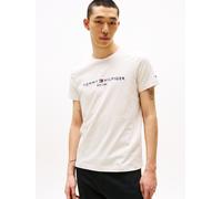 Tommy Hilfiger Herren T-Shirt Kurzarm Slim Fit, Beige (Heathered Oatmilk), M