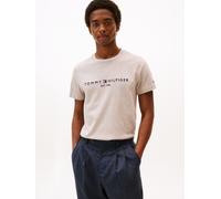 Tommy Hilfiger Herren T-Shirt Kurzarm Slim Fit, Beige (Heathered Pebble), XXL