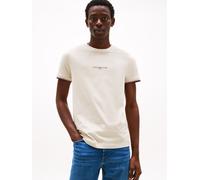 T-Shirt TOMMY HILFIGER "TOMMY LOGO TIPPED TEE", Damen, Gr. XXL, beige (newsprint), Obermaterial: 100% Baumwolle, Rundhals, Shirts T-Shirt (92936727-XXL) newsprint