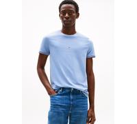 T-Shirt TOMMY HILFIGER "TOMMY LOGO TIPPED TEE", Herren, Gr. M, blau (brisk blau), Obermaterial: 100% Baumwolle, Rundhals, Shirts T-Shirt (46970658-M)
