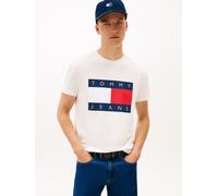 T-Shirt TOMMY JEANS, Jungen, Gr. XL, ancient weiß, Single Jersey, Obermaterial: 100% Baumwolle, bedruckt, unifarben, regular fit normal, Rundhals, abgesteppte Kante, Shirts T-Shirt, Rundhalsausschnitt