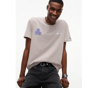 T-Shirt TOMMY JEANS "REGULAR SIGNATURE PLAY TEE", Herren, Gr. S, beige (limestone dust), Single Jersey, Obermaterial: 100% Baumwolle, unifarben, regular fit normal, Rundhals, eingesetzt abgesteppte Ka