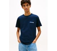 T-Shirt TOMMY JEANS "REGULAR VINTAGE LA BACK", Damen, Gr. M, schwarz night navy, Single Jersey, Obermaterial: 100% Baumwolle, unifarben, regular fit normal, Rundhals, eingesetzt abgesteppte Kante, Shi