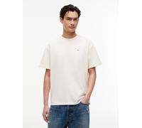 T-Shirt TOMMY JEANS "RELAX FLAG TEE", Herren, Gr. XXL, beige (cream), Single Jersey, Obermaterial: 100% Baumwolle, unifarben, relaxed fit normal, Rundhals, eingesetzt abgesteppte Kante, Shirts T-Shirt