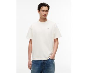 T-Shirt TOMMY JEANS "RELAX FLAG TEE", Herren, Gr. XXL, beige (cream), Single Jersey, Obermaterial: 100% Baumwolle, unifarben, relaxed fit normal, Rundhals, eingesetzt abgesteppte Kante, Shirts T-Shirt
