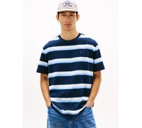 T-Shirt TOMMY JEANS "RELAXED STRIPE", Herren, Gr. XL, sweet blau stripe, Single Jersey, Obermaterial: 100% Baumwolle, relaxed fit normal, Rundhals, eingesetzt abgesteppte Kante, Shirts T-Shirt, Relaxe