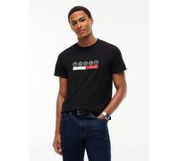 T-Shirt TOMMY JEANS "SLIM PLAY TEE", Herren, Gr. 4XL, schwarz, Single Jersey, Obermaterial: 100% Baumwolle, unifarben, slim fit normal, Rundhals, eingesetzt abgesteppte Kante, Shirts T-Shirt, Slim fit