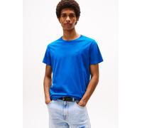 T-Shirt TOMMY JEANS "TJM ESSENTIAL SOLID TEE", Herren, Gr. L, blau (vibrant indigo), Jersey, Obermaterial: 100% Baumwolle, Basic, slim fit normal, Rundhals, eingesetzt abgesteppte Kante, Shirts T-Shir
