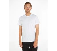 T-Shirt TOMMY JEANS "TJM ESSENTIAL SOLID TEE", Herren, Gr. S, weiß (classic weiß), Jersey, Obermaterial: 100% Baumwolle, unifarben, Basic, slim fit normal, Rundhals, eingesetzt abgesteppte Kante, Shir