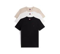 T-Shirt TOMMY JEANS "TJM EXTRA SLIM 3 PACK", Herren, Gr. XL, schwarz, gulf sand, ecru, Single Jersey, Obermaterial: 100% Baumwolle, slim fit normal, Rundhals, eingesetzt abgesteppte Kante, Shirts T-Sh