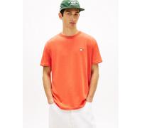 T-Shirt TOMMY JEANS "TJM REG BADGE", Damen, Gr. XL, horizon htr, Single Jersey, Obermaterial: 60% Baumwolle, 40% Polyester, regular fit normal, Rundhals, Shirts T-Shirt, Rundhals, Jersey, meliert, reg