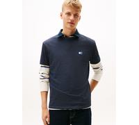 T-Shirt TOMMY JEANS "TJM REG BADGE", Damen, Gr. XXL, schwarz night navy htr, Single Jersey, Obermaterial: 60% Baumwolle, 40% Polyester, regular fit normal, Rundhals, Shirts T-Shirt, Rundhals, Jersey,