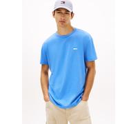 T-Shirt TOMMY JEANS "TJM REG BADGE", Herren, Gr. L, blau twilight htr, Single Jersey, Obermaterial: 60% Baumwolle, 40% Polyester, regular fit normal, Rundhals, Shirts T-Shirt, Rundhals, Jersey, melier