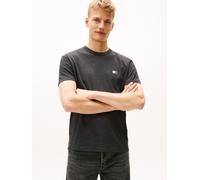 T-Shirt TOMMY JEANS "TJM REG BADGE", Herren, Gr. M, schwarz htr, Single Jersey, Obermaterial: 60% Baumwolle, 40% Polyester, regular fit normal, Rundhals, Shirts T-Shirt, Rundhals, Jersey, meliert, reg