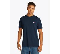 T-Shirt TOMMY JEANS "TJM REG BADGE TEE EXT", Herren, Gr. S, blau (schwarz night navy), Single Jersey, Obermaterial: 100% Baumwolle, regular fit hüftlang, Rundhals, abgesteppt, Shirts T-Shirt, mit Logo