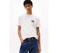 T-Shirt TOMMY JEANS "TJM REG FLAG GRAPH BCKPRNT T EXT", Damen, Gr. L, beige (ecru), Single Jersey, Obermaterial: 100% Baumwolle, unifarben, regular fit normal, Rundhals, eingesetzt abgesteppte Kante,