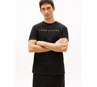 Tommy Jeans Linear Logo Regular Fit Kurzarm-t-shirt S Black / Faded Sun Kiss