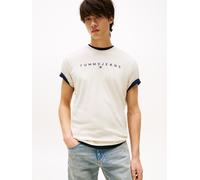 T-Shirt TOMMY JEANS "TJM REG LINEAR LOGO TEE EXT", Herren, Gr. XL, beige (desert sand dune), Single Jersey, Obermaterial: 100% Baumwolle, Rundhals, Shirts T-Shirt (99812453-XL) desert sand dune