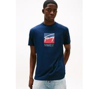 T-Shirt TOMMY JEANS "TJM REG RWB DNA TEE", Herren, Gr. L, blau (schwarz night navy), Single Jersey, Obermaterial: 100% Baumwolle, regular fit, Rundhals, Shirts T-Shirt (52069410-L) schwarz night navy