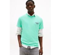 T-Shirt TOMMY JEANS "TJM REG SIGNATURE CITY TEE", Herren, Gr. M, grün (lagoon grün), Single Jersey, Obermaterial: 100% Baumwolle, regular fit, Rundhals, Shirts T-Shirt, mit großem Rückenprint (8663320
