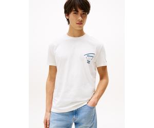 T-Shirt TOMMY JEANS "TJM REG SIGNATURE CITY TEE", Herren, Gr. XL, beige (ecru), Single Jersey, Obermaterial: 100% Baumwolle, regular fit, Rundhals, Shirts T-Shirt, mit großem Rückenprint (99297252-XL)