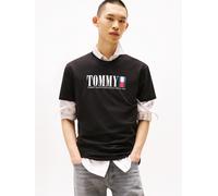 Tommy Jeans Herren T-Shirt Kurzarm Flag Tee Regular Fit, Schwarz (Black), XXL