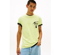 T-Shirt TOMMY JEANS "TJM REGULAR CITY SIGN", Damen, Gr. L, faded lime, Single Jersey, Obermaterial: 100% Baumwolle, unifarben, regular fit normal, Rundhals, eingesetzt abgesteppte Kante, Shirts T-Shir
