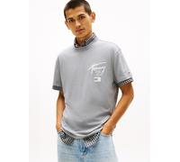 Tommy Jeans - Signature Jersey-T-Shirt mit Rückenlogo grau - Gr. - M