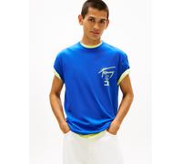 T-Shirt TOMMY JEANS "TJM REGULAR CITY SIGN", Damen, Gr. 4XL, fizzy blau, Single Jersey, Obermaterial: 100% Baumwolle, unifarben, regular fit normal, Rundhals, eingesetzt abgesteppte Kante, Shirts T-Sh