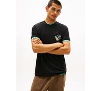 T-Shirt TOMMY JEANS "TJM REGULAR FIT SIGN SHIFT", Damen, Gr. XXL, schwarz, Single Jersey, Obermaterial: 100% Baumwolle, bedruckt, unifarben, regular fit normal, Rundhals, eingesetzt abgesteppte Kante,