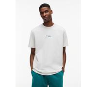 T-Shirt TOMMY JEANS "TJM RELAX FIT SAILBOAT", Herren, Gr. XL, weiß (ice grau heather), Single Jersey, Obermaterial: 100% Baumwolle, relaxed fit normal, Rundhals, Shirts T-Shirt, aus Jersey mit Rückeng