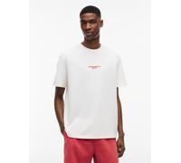 T-Shirt TOMMY JEANS "TJM RELAX FIT SAILBOAT", Jungen, Gr. XL, weiß (ancient weiß), Single Jersey, Obermaterial: 100% Baumwolle, relaxed fit normal, Rundhals, Shirts T-Shirt, aus Jersey mit Rückengrafi