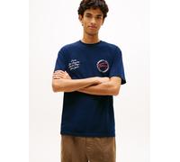 T-Shirt TOMMY JEANS "TJM RELAXED SIGN CIRCLE", Herren, Gr. 3XL, blau (schwarz night navy), Single Jersey, Obermaterial: 100% Baumwolle, bedruckt, unifarben, relaxed fit normal, Rundhals, eingesetzt ab