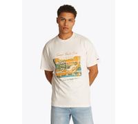 T-Shirt TOMMY JEANS "TJM RLX BEACH CLUB GRAPHIC TEE", Herren, Gr. M, weiß (ancient weiß), Single Jersey, Obermaterial: 100% Baumwolle, relaxed fit, Rundhals, Shirts T-Shirt (38787900-M) ancient weiß