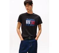 T-Shirt TOMMY JEANS "TJM RWB FLAG TEE EXT", Jungen, Gr. L, schwarz, Single Jersey, Obermaterial: 100% Baumwolle, slim fit hüftbedeckend, Rundhals, Shirts T-Shirt, Slim fit, mit Rundhals (21258808-L) s