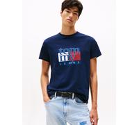 T-Shirt TOMMY JEANS "TJM RWB FLAG TEE EXT", Jungen, Gr. XL, blau (schwarz night navy), Single Jersey, Obermaterial: 100% Baumwolle, slim fit hüftbedeckend, Rundhals, Shirts T-Shirt, Slim fit, mit Rund