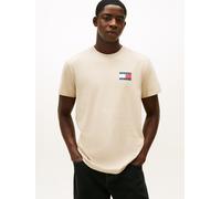 T-Shirt TOMMY JEANS "TJM SLIM FIT ESSENTIAL FLAG", Herren, Gr. 3XL, gulf sand, Single Jersey, Obermaterial: 100% Baumwolle, unifarben, slim fit normal, Rundhals, eingesetzt abgesteppte Kante, Shirts T