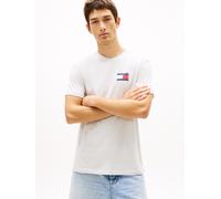 T-Shirt TOMMY JEANS "TJM SLIM FIT ESSENTIAL FLAG", Herren, Gr. S, ice grau htr, Single Jersey, Obermaterial: 100% Baumwolle, meliert, slim fit normal, Rundhals, eingesetzt abgesteppte Kante, Shirts T-