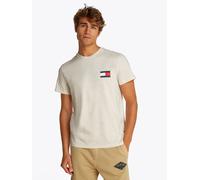 T-Shirt TOMMY JEANS "TJM SLIM FIT ESSENTIAL FLAG", Herren, Gr. S, oat marl htr, Single Jersey, Obermaterial: 100% Baumwolle, unifarben, slim fit normal, Rundhals, eingesetzt abgesteppte Kante, Shirts