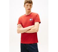 T-Shirt TOMMY JEANS "TJM SLIM FIT ESSENTIAL FLAG", Herren, Gr. XL, terracotta rot, Single Jersey, Obermaterial: 100% Baumwolle, unifarben, slim fit normal, Rundhals, eingesetzt abgesteppte Kante, Shir