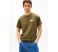 T-Shirt TOMMY JEANS "TJM SLIM FIT ESSENTIAL FLAG", Jungen, Gr. S, dunkelgrünery, Single Jersey, Obermaterial: 100% Baumwolle, unifarben, slim fit normal, Rundhals, eingesetzt abgesteppte Kante, Shirts