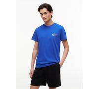 T-Shirt TOMMY JEANS "TJM SLIM FIT SIGN CHEST", Herren, Gr. M, providence blau, Single Jersey, Obermaterial: 100% Baumwolle, slim fit normal, Rundhals, eingesetzt abgesteppte Kante, Shirts T-Shirt, mit