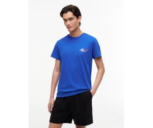 T-Shirt TOMMY JEANS "TJM SLIM FIT SIGN CHEST", Herren, Gr. M, providence blau, Single Jersey, Obermaterial: 100% Baumwolle, slim fit normal, Rundhals, eingesetzt abgesteppte Kante, Shirts T-Shirt, mit