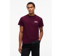 T-Shirt TOMMY JEANS "TJM SLIM FIT TOMMY", Herren, Gr. M, rot (calypso berry), Single Jersey, Obermaterial: 100% Baumwolle, slim fit normal, Rundhals, Shirts T-Shirt, Jersey, Rundhals, schmal geschnitt