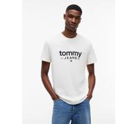 Tommy Jeans Relaxed Fit T-Shirt aus reiner Baumwolle mit Label-Schriftzug in Weiss, Größe XL