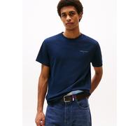 Tommy Jeans Herren T-Shirt Kurzarm Linear Chest Tee Slim Fit, Blau (Dark Night Navy), 4XL