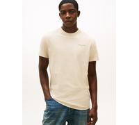 T-Shirt TOMMY JEANS "TJM SLIM LINEAR CHEST TEE EXT", Herren, Gr. L, gulf sand, Single Jersey, Obermaterial: 100% Baumwolle, regular fit normal, Rundhals, eingesetzt abgesteppte Kante, Shirts T-Shirt,