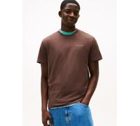 T-Shirt TOMMY JEANS "TJM SLIM LINEAR CHEST TEE EXT", Herren, Gr. M, schwarz walnut, Single Jersey, Obermaterial: 100% Baumwolle, regular fit normal, Rundhals, eingesetzt abgesteppte Kante, Shirts T-Sh