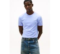 T-Shirt TOMMY JEANS "TJM XSLIM JASPE HTR TEE EXT", Herren, Gr. L, nordic iris htr, Single Jersey, Obermaterial: 60% Baumwolle, 40% Polyester, Basic, slim fit normal, Rundhals, eingesetzt abgesteppte K