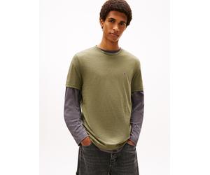 T-Shirt TOMMY JEANS "TJM XSLIM JASPE HTR TEE EXT", Herren, Gr. XXL, dunkelgrünery htr, Single Jersey, Obermaterial: 60% Baumwolle, 40% Polyester, slim fit normal, Rundhals, eingesetzt abgesteppte Kant